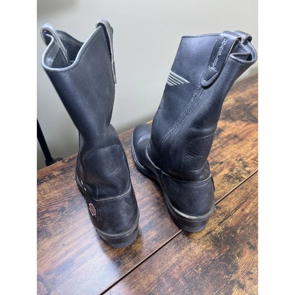 Harley Davidson 7.5 M Motorcycles Embroidered Leather Vintage MADE IN USA Boots